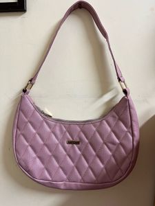 Pink Quilted Crescent Bag