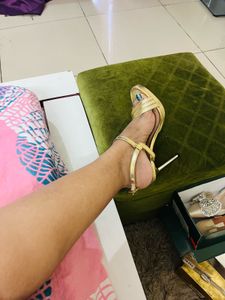 Zara Gold Strappy Heels - Size 7
