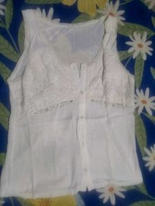 White Lace Trim Tank Top