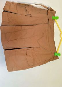 Brown Cargo Mini Skirt