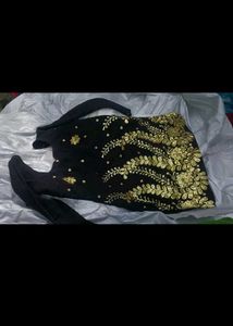 Black Kurti With Golden Sequence Work..