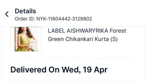 Nykaa Label Aishwaryrika Green Chikankari Kurti