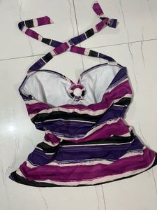 Striped Purple Swim Top