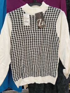 Houndstooth Knit Sweater