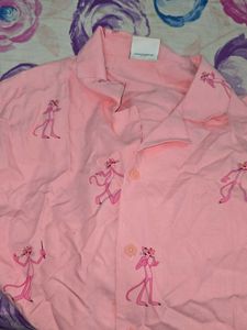 Pink Panther Half Sleeve Over Sized Shirt