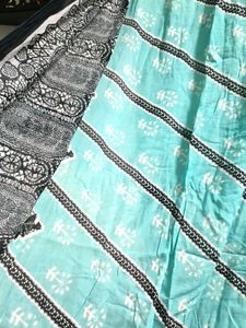 Blue &amp; Black Print Lightweight Dupatta