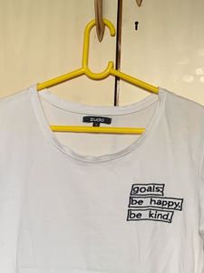 Zudio White T-shirt For Women Pure Cotton