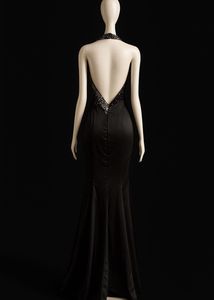 Elegant Black Halter Gown