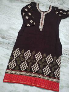 Elegant Brown Embroidered Kurta