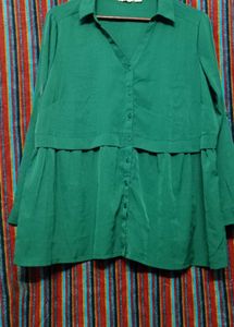 Shiny Dark Green Mini Dress top For Office Girls