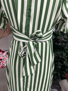 Green Striped Midi Dress