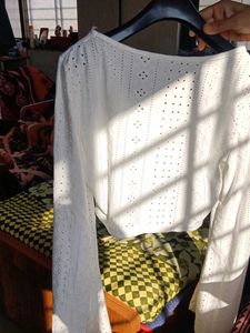 White Eyelet Crop Top