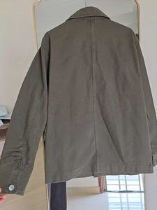 H&amp;M Mens Collection | Khakhi Green Canvas Shacket