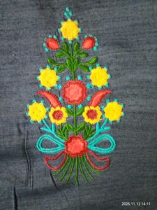 Embroidered Denim Kurta