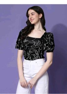 Stylish Black & White Print Top