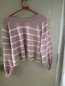 Striped Knit Cropped Sweater