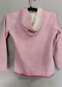Women Light Pink Hooded Jacket With Golden Designed Chain