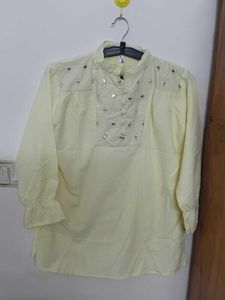 Embellished Light Yellow Kurta