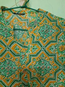 Green And Yellow Beautiful Cotton Kurtha