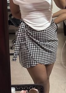 Checkered Wrap Skirt