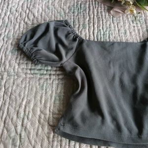 Gray Puff Sleeve Top
