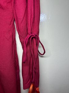 Maroon Embroidered Kurta