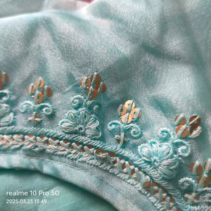 Aqua Embroidered Kurta Set