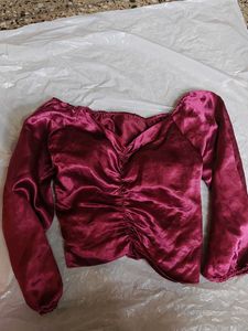 Burgundy Ruched Blouse