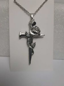 Vintage Rose Cross Necklace