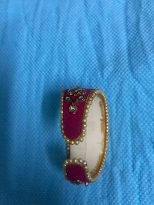 Pink Kundan Adjustable Kada