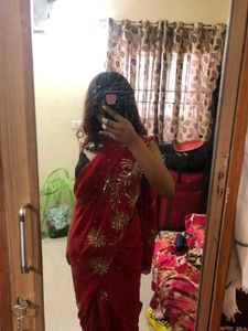 Red Embellished Saree