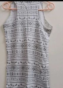 Gray And White Pattern Sleeveless Tank Top Dress
