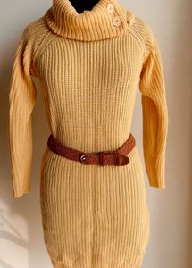 Yellow Knit Mini Dress