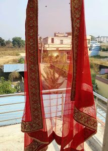 Red Embroidered Dupatta