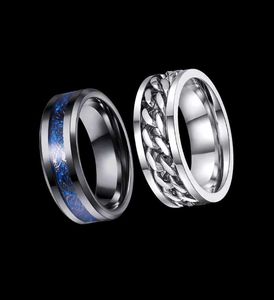 Men's Blue & Silver Rings Set - Unique Des
