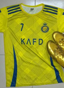 Al Nassr FC #7 Yellow Football Jersey with Boots