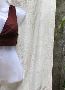 43156. Brown V-Neck Crop Top