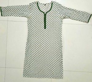 Combo of 2 Cotton Straight Kurties White &amp; Mustard