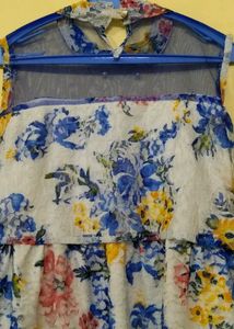 Blue Net Floral Top
