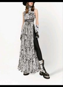 Dolce &amp; Gabbana logo-print roll-neck maxi dress
