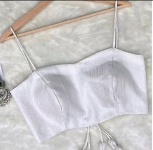 Padded Criss Cross Drawstring Strapy Blouse