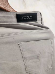grey cotton mid waist trouser