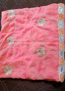 Peach Embroidered Saree