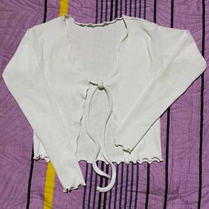 White Tie-Front shrug/cardigan
