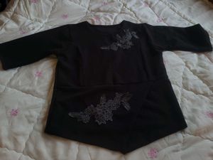 Women Black Wrap Top