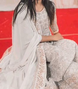 Ethnic White Gown With Dupatta