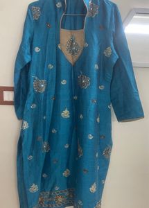 Beautiful Embroidered Kurta in bright blue