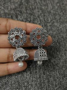 A combo of Silver Oxidized Earrings.