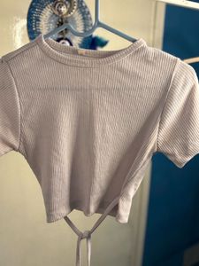 Ribbed Tie-Back Crop Top