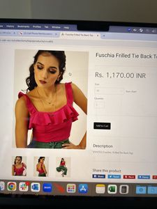 Fuschia Frilled tie Back Top